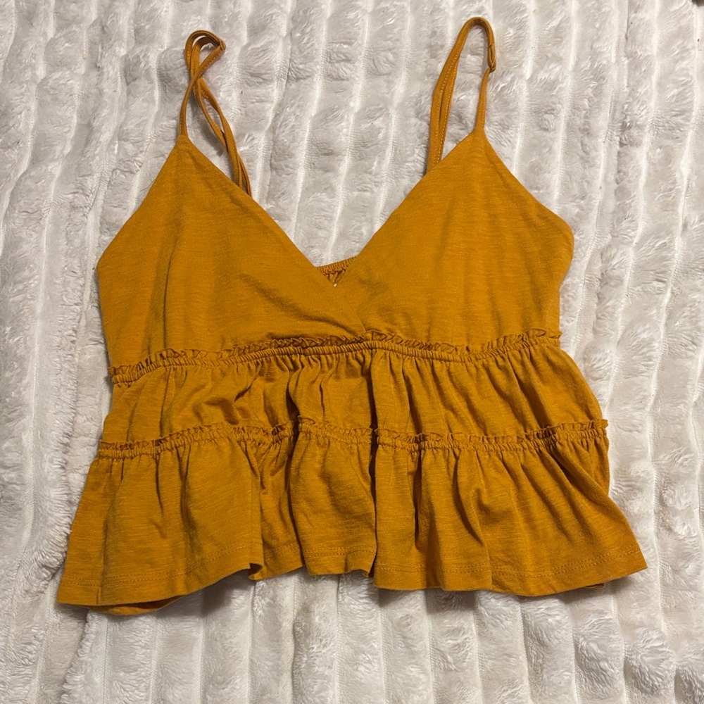 Women's Mustard Ruffle Top